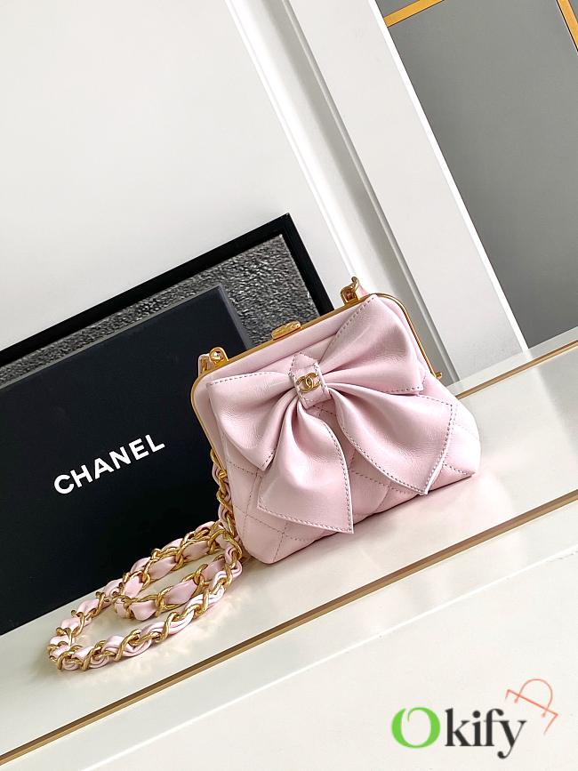 	 Okify Chanel Clutch With Strap Pink 12 × 13 × 4 cm - 1