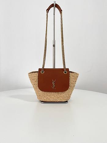 Okify Ysl Mini Manon In Raffia And Aged Vegetable-Tanned Leather 