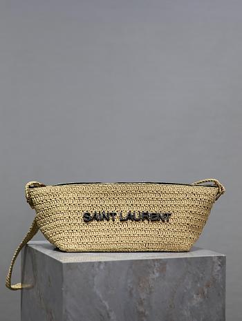 	 Okify YSL Crossbody Bag Le Rafia Logo Beige 23/26×14×14.5cm