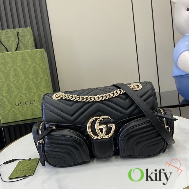 Okify GG Marmont Black SMall Multi-Pocket Bag 25.5x15x7cm - 1