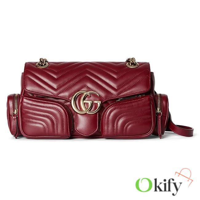 	 Okify GG Marmont Red SMall Multi-Pocket Bag 25.5x15x7cm - 1