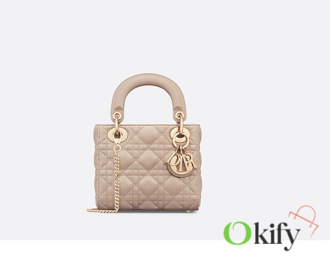 Okify Dior Lady Mini Beige Gold Hardware  Size 17 x 15 x 7 cm - 1