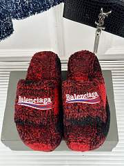 Okify Balenciaga Furry Slide Sandal Red 35-40 - 1