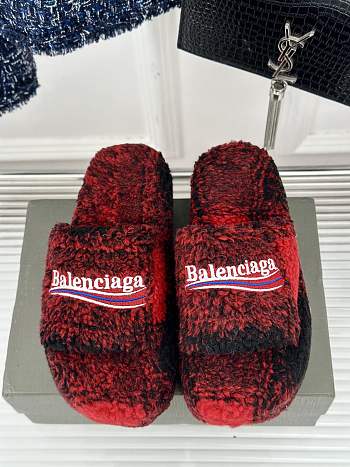 Okify Balenciaga Furry Slide Sandal Red 35-40