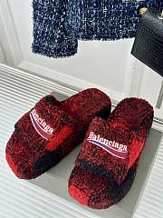 Okify Balenciaga Furry Slide Sandal Red 35-40 - 3