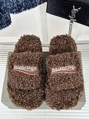 	 Okify Balenciaga Furry Slide Sandal Brown 35-40 - 1