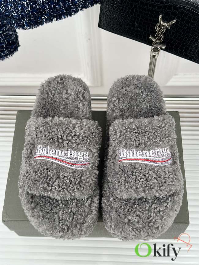 	 Okify Balenciaga Furry Slide Grey 35-40 - 1