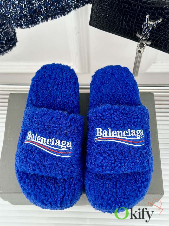 	 Okify Balenciaga Furry Slide Blue 35-40 - 1