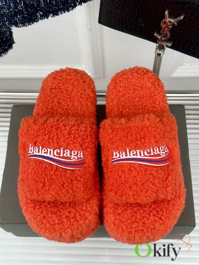 	 Okify Balenciaga Furry Slide Orange 35-40 - 1