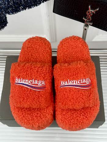 	 Okify Balenciaga Furry Slide Orange 35-40