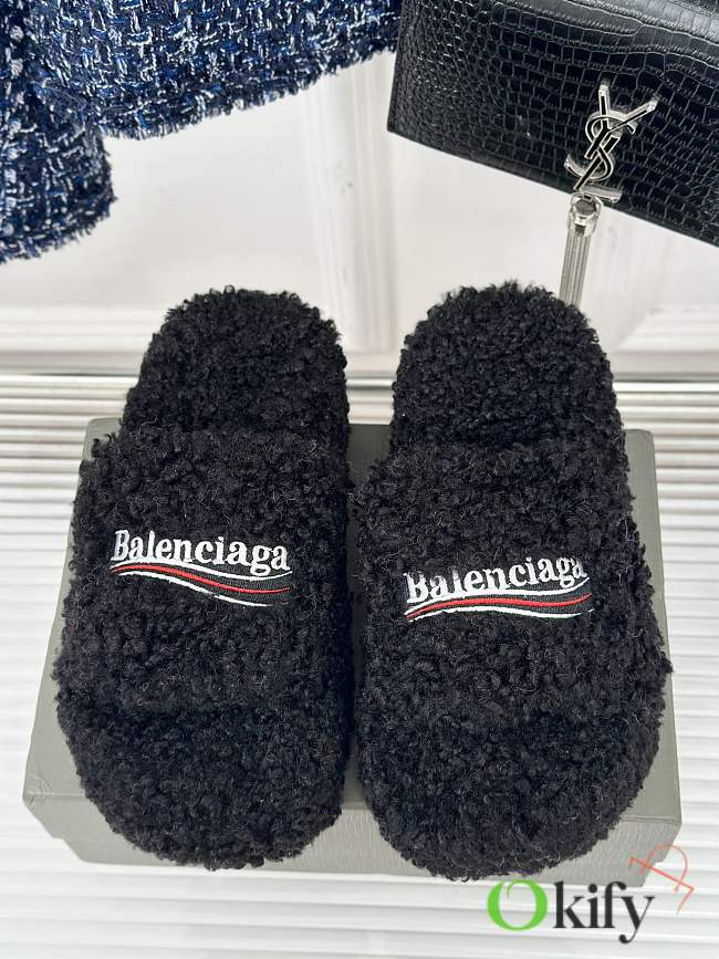 	 Okify Balenciaga Furry Slide Black 35-40 - 1