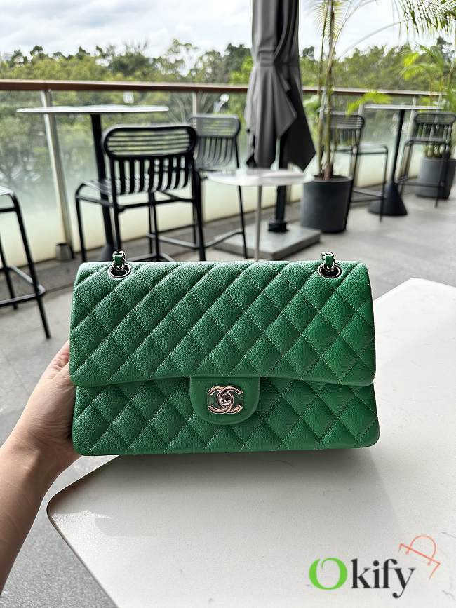 	 Okify Chanel CF Green Caviar Silver Hardware 25cm - 1