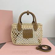 Okify Miu Miu Woven fabric handbag with leather trim 23.5x18x7cm - 1