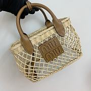 Okify Miu Miu Woven fabric handbag with leather trim 23.5x18x7cm - 5