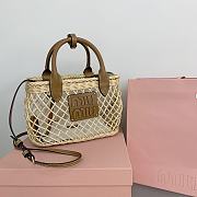 Okify Miu Miu Woven fabric handbag with leather trim 23.5x18x7cm - 4