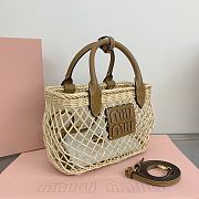 Okify Miu Miu Woven fabric handbag with leather trim 23.5x18x7cm - 3