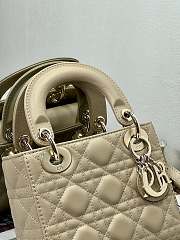 Okify Dior Lady Mini Beige Silver Hardware Size 17 x 15 x 7 cm - 4