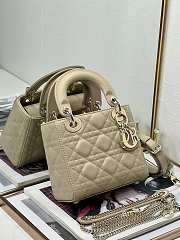 Okify Dior Lady Mini Beige Silver Hardware Size 17 x 15 x 7 cm - 2