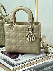 	 Okify Dior Lady Mini Beige Silver Hardware Size 20cm - 1