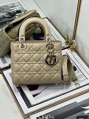 	 Okify Dior Lady Mini Beige Silver Hardware Size 20cm - 3