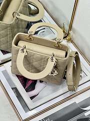 	 Okify Dior Lady Mini Beige Silver Hardware Size 20cm - 2