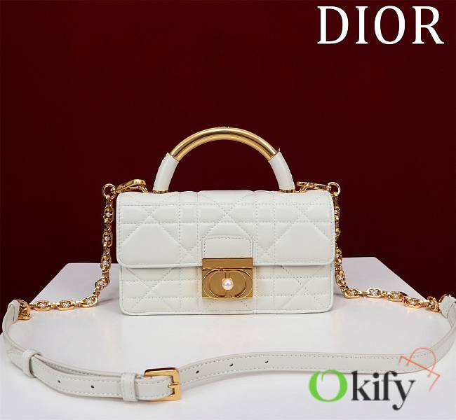 Okify Mini Dior Ange Bag Latte Macrocannage Calfskin White  20 x 12 x 5 cm - 1