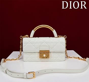 Okify Mini Dior Ange Bag Latte Macrocannage Calfskin White  20 x 12 x 5 cm