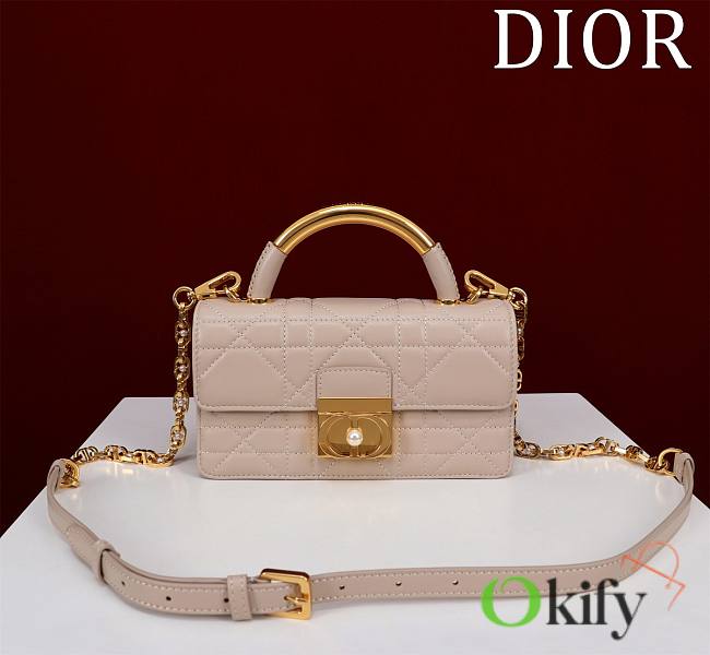 	 Okify Mini Dior Ange Bag Latte Macrocannage Calfskin Beige 20 x 12 x 5 cm - 1