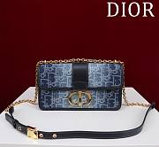 Okify Dior 30 Montaigne East-West Bag With Chain Blue Denim  - 1