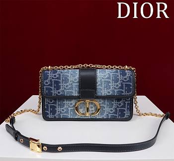 Okify Dior 30 Montaigne East-West Bag With Chain Blue Denim 