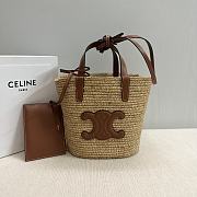 Okify Teen Supple Celine Classic Panier In Raffia And Calfskin 21.5x22x13 - 1