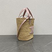 	 Okify Teen Supple Celine Classic Panier In Raffia And Calfskin Pink 21.5x22x13 - 3