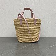 	 Okify Teen Supple Celine Classic Panier In Raffia And Calfskin Pink 21.5x22x13 - 2