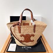 	 Okify Teen Supple Celine Classic Panier In Raffia And Calfskin 21.5 X 22 X 13 - 1