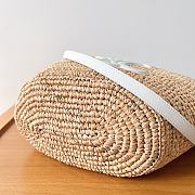 	 Okify Teen Supple Celine Classic Panier In Raffia And Calfskin White 21.5 X 22 X 13 - 4