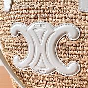 	 Okify Teen Supple Celine Classic Panier In Raffia And Calfskin White 21.5 X 22 X 13 - 3