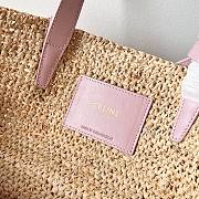 	 Okify Teen Supple Celine Classic Panier In Raffia And Calfskin Pink 21.5 X 22 X 13 - 3