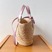 	 Okify Teen Supple Celine Classic Panier In Raffia And Calfskin Pink 21.5 X 22 X 13 - 2