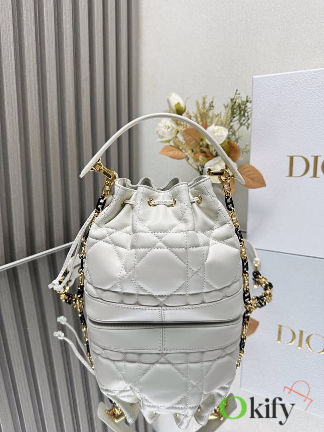 	 Okify Dioriviera Small Dior Jolie Bucket Bag White 17x16x9cm - 1