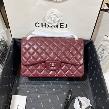 	 Okify Chanel Flap Bag Wine Silver Hardware Size 25cm