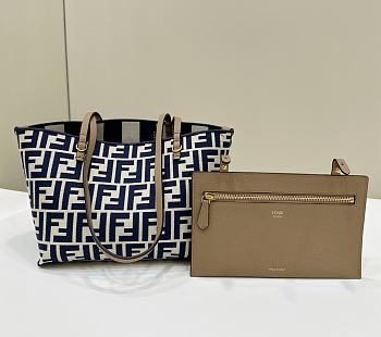 	 Okify Fendi Small Reversible shopper in Pequin Blue FF fabric 22/14/18cm