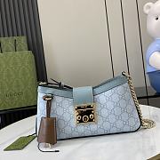 Okify Padlock Small Shoulder Bag Dusty Blue Leather 26.5x 13.5x 4.5 - 1