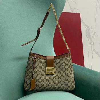 Okify Gucci Padlock Medium Shoulder Bag In Brown Leather Trim Bag 32.5x24x5.5cm