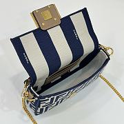 	 Okify Baguette mini Blue ff jacquard fabric bag - 4