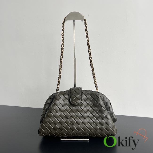 	 Okify Bottega Veneta Teen Lauren 1980 With Chain Kaki 31.5x16.5x11cm - 1