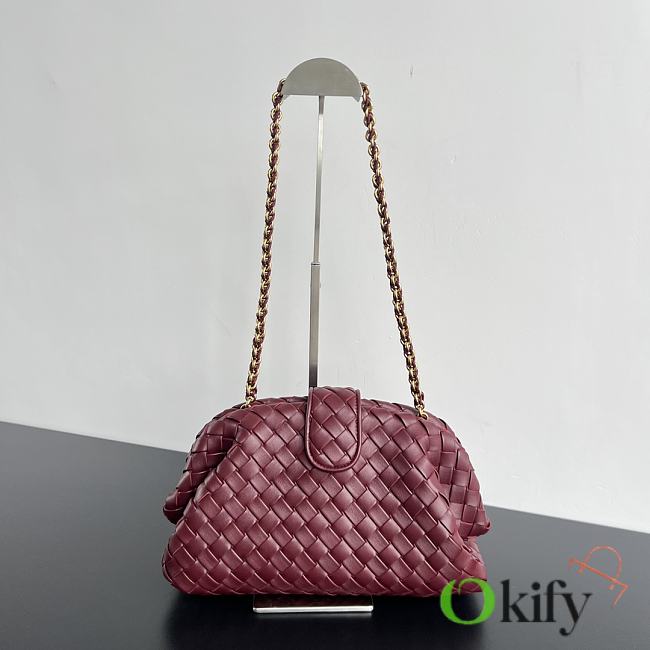 	 Okify Bottega Veneta Teen Lauren 1980 With Chain Red 31.5x16.5x11cm - 1