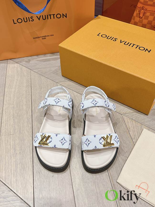 	 Okify LV Sunset Flat Comfort Sandals White & Blue  35-41 - 1