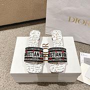 Okify Dior Dioramour Dway Heeled Slide Black and White Embroidered Cotton with Black and Red Je Vous Adore Motif - 1