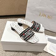 Okify Dior Dioramour Dway Heeled Slide Black and White Embroidered Cotton with Black and Red Je Vous Adore Motif - 4