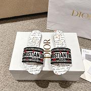 	 Okify Dior Dioramour Dway Slide Black and White Embroidered Cotton with Black and Red Je Vous Adore Motif - 1